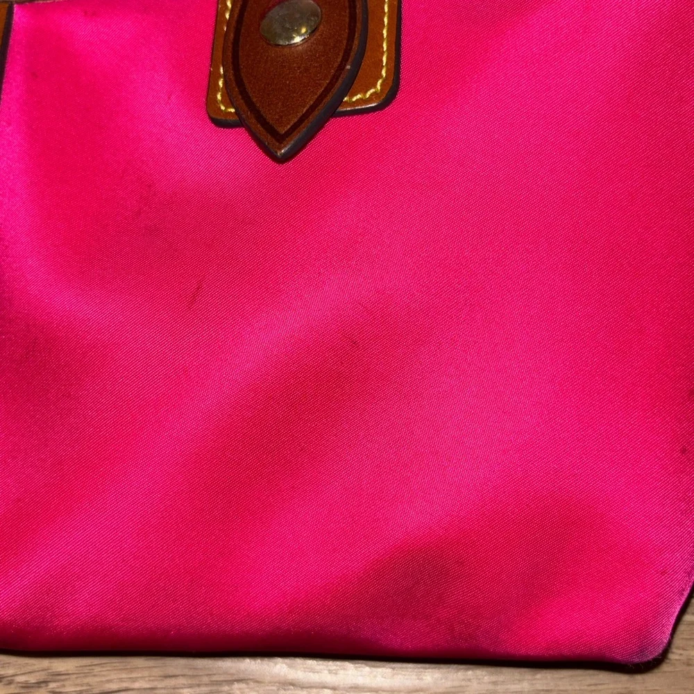 Dooney & Bourke Women’s Pink Shoulder Tote Bag with Brown Leather Trim - Picture 8 of 12